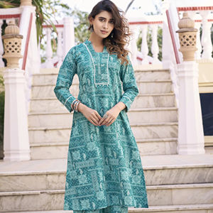 Salwar Kameez Premium Dhwaja Export para Mujer, en Algodón Grueso con Estampado Flexible, Elegante y Cómodo, Diseño Indio/Pakistaní, con Bolsillo Lateral - Product Image 1