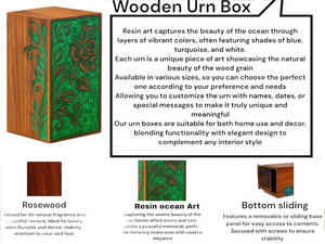 กล่องไม้เก็บโกศเรซินดีไซน์แบบฝังลายดอกไม้สีเขียวทำจากไม้กล่องอนุสรณ์ - Product Image 5