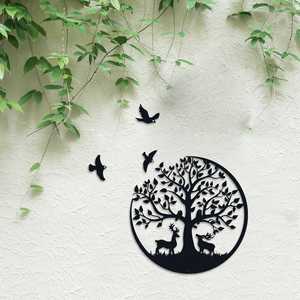 Arte Mural Moderno de Estilo Art Deco, Grabado en Metal Negro y Dorado con Hojas y Flores Colgantes, para Decoración de Sala de Estar y Dormitorio - Product Image 3