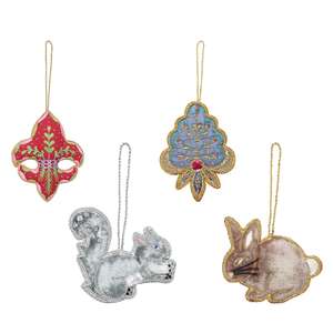 Threads Custom Size Color Brazeal Studio Custom Log Handmade Embroidered Beaded Velvet Satin <b>Christmas</b> <b>Tree</b> Ornaments <b>Golden</b> - Product Image 6