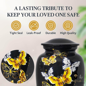 Urnes funéraires de gravure de conception de papillon urnes commémoratives en aluminium souvenir et tailles adultes gravables étanches - Product Image 4