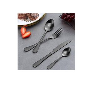 Cuillère à dessert en acier inoxydable poli noir mat miroir 8 pièces, ensemble de couverts pour restaurant et hôtel - Product Image 3