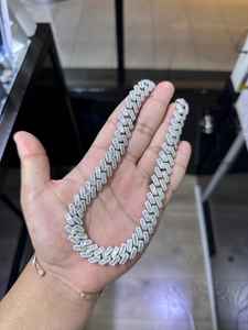 15mm Largeur Baguette Hip Hop Miami 43.68Ct Moissanite Ronde Incolore Iced Out Prong Chaîne Cubaine 18 ''à 22'' Longueur Plaqué Or - Product Image 2