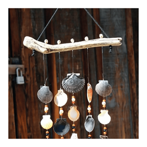 Carillon à vent en coquillages Décoration côtière de haute qualité pour patio et balcon Carillon à vent en coquillages fait à la main pour la maison et le jardin - Product Image 1