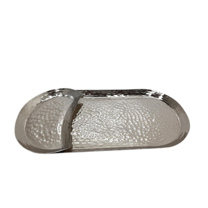 Bandeja de Servicio Ovalada de Metal Moderna, Color Plateado, para Restaurante, Hotel, Apta para Lavavajillas - Product Image 3
