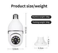 Caméra de sécurité vidéo ampoule E27 WiFi 1080P 2024 avec vision nocturne couleur, suivi automatique et PTZ