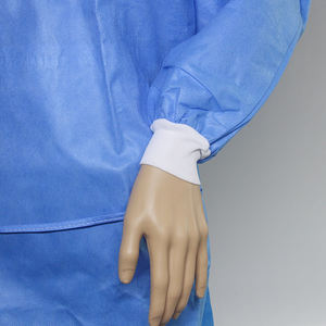 Gaun Bedah Sekali Pakai Steril dengan Pengelasan Panas Ultrasonik Standar Biru SMS yang Disesuaikan OEM untuk Penggunaan Dokter Medis di Rumah Sakit - Product Image 5