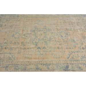 Alfombra turca Vintage Beige Azul 5x8ft Felpa hecha a mano Estilo Tabriz Lana Poliéster Patchwork Rectángulo Diseño con respaldo de látex - Product Image 5