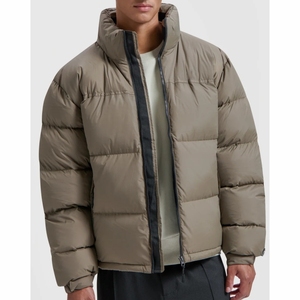Chaquetas acolchadas para hombre, chaqueta acolchada con mangas completas y cuello con capucha brillante, estilo informal, para exteriores - Product Image 3