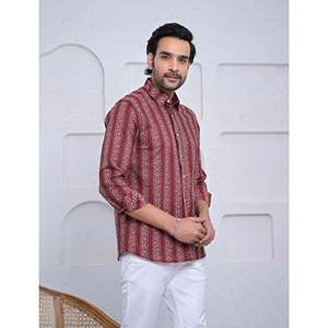 Chemise décontractée 100 % coton imprimée à manches longues, coupe ajustée élégante, taille 6XL, chemises habillées pour hommes, offre ODM - Product Image 3