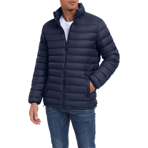 Veste matelassée légère bleue personnalisée pour hommes Conception de bulles respirantes et coupe-vent pour l'hiver - Product Image 3