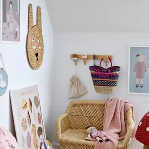 ตกแต่งผนังหน้าหมีทำจากผักตบชวาตกแต่งสไตล์ชนบทสำหรับตกแต่งห้องเด็ก - Product Image 2