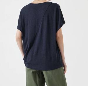 Camiseta de manga corta con diseño profesional para mujer, novedad de verano, camiseta informal de algodón y poliéster para mujer, cuello en V, Color azul - Product Image 2