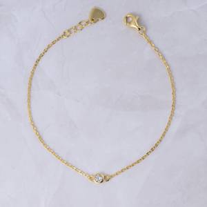 สร้อยข้อมือคริสตัลชุบทองคำขาวสำหรับผู้หญิง สไตล์มินิมอล ประดับด้วยหินเดี่ยว สายปรับได้ สวยสง่างาม เหมาะสำหรับใส่ทุกวัน เป็นของขวัญ - Product Image 6
