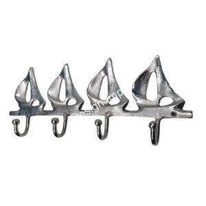 Crochet mural fait à la main pour 4 yachts, fini argent, vente à chaud de crochets multifonctionnels en métal, crochet décoratif pour la maison et le bureau - Product Image 4