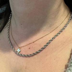 Collier à fermoir en moissanite pour homme avec plaque en acier inoxydable ou argent sterling 925 Chaîne en corde avec diamant Bijoux de mode - Product Image 4