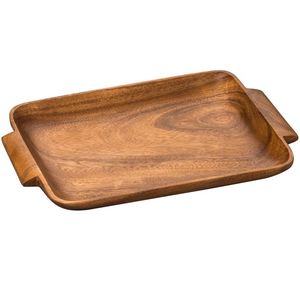 Mid-Century Modern 15 Inch Diameter Walnut Brown for Mango <b>Wood</b> Tray Wavy Design Serving Tray with Scalloped <b>Circle</b> for Weddings - Product Image 6