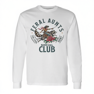 T-shirt a maniche lunghe Feral Aunts Social Club, regalo per zia, design retrò - Product Image 2