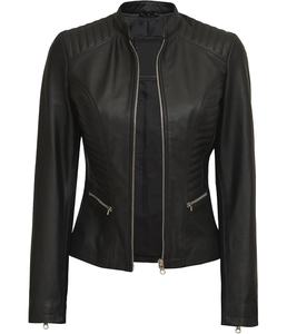 Veste en cuir véritable de haute qualité pour femmes élégantes Slim Fit Design broderie décoration veste en cuir respirant en gros - Product Image 2