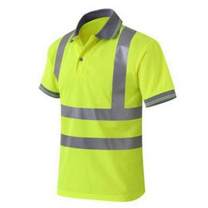 High Visibility Cotton Breathable Short Sleeve <b>Polo</b> Shirt Customized Your Design Reflective Stripes Unisex Workwear - Product Image 6