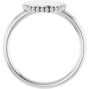 Rose Gold Plated Beaded Signet <b>Ring</b> Engravable Retro Trendy Hip-Hop Fashionable Inlay Championship <b>Ring</b> Casual Style Gift - Product Image 2