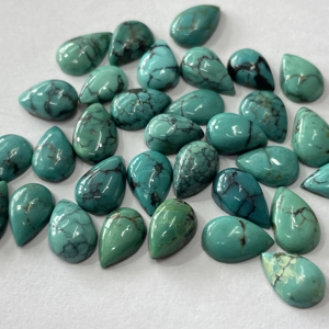 Cabujón de pera turquesa tibetana natural 4x6mm Calidad superior-Pera turquesa tibetana suelta - Product Image 1