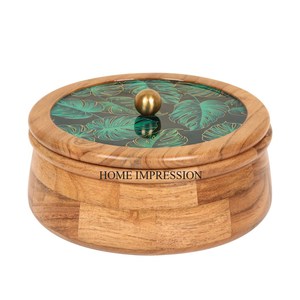 Recién llegado, letras de Metal chapadas en oro personalizadas, contenedor de almacenamiento Chapati de diseño único hecho de madera de alta calidad - Product Image 2