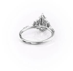 Bague de fiançailles solitaire Lab Grown poire en or blanc 18 carats - Product Image 2
