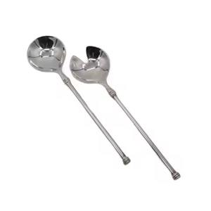 Ensemble de service pour salade et soupe en acier inoxydable plaqué or avec poignée en résine transparente rose foncé de forme ronde de conception royale pour mariage - Product Image 5