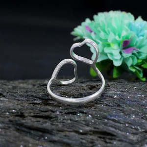 Bague Chunky Double Cœur en Argent 92,5 Santiago, Bijoux Fins, Sertissage Invisible, Plaqué Rhodium, Pierre Taillée, 2 Grammes - Product Image 5