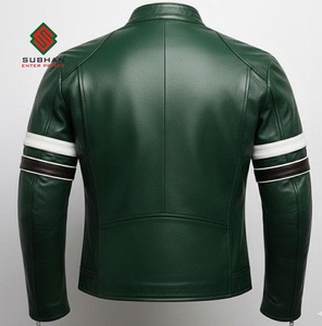 Blouson aviateur en cuir synthétique vert A-2 fait main |   Vêtements d'extérieur d'hiver décontractés pour hommes |   Manteau aviateur classique Doublure en laine |   Offrez-lui un cadeau - Product Image 2
