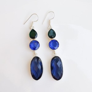 Pendientes Colgantes de Topacio Azul Facetado con Múltiples Piedras, Pendientes de Cristal Chapados en Plata 92.5, Joyería de Piedras Preciosas Boho Hecha a Mano, Regalo para Ella - Product Image 6