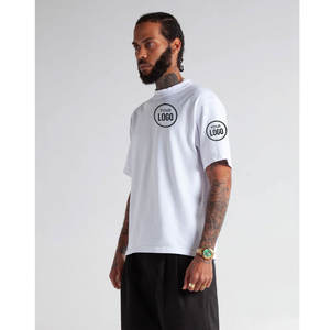 Camiseta de manga corta Shaka Wear para hombre, camiseta de gran tamaño recortada de peso pesado, camisetas holgadas de moda con cuello redondo y logotipo estampado para hombre - Product Image 1