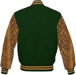 หนังงูเสื้อตัวแทนแขนหนังงูจระเข้เล็ตเตอร์แมนหนังเครื่องบินทิ้งระเบิดแจ็คเก็ตเบสบอล - Product Image 4