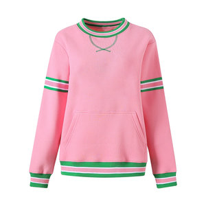 Sudadera de hermandad rosa y verde Sudadera con capucha transpirable Dobladillo acanalado Bolsillo de canguro Logotipo frontal Característica anticontracción Invierno - Product Image 1