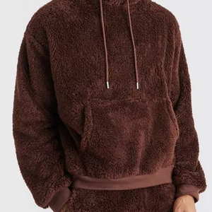 Chaqueta de lana Sherpa de invierno de estilo callejero con Capucha con cuello levantado y cierre de cremallera Servicio OEM de alta calidad - Product Image 4