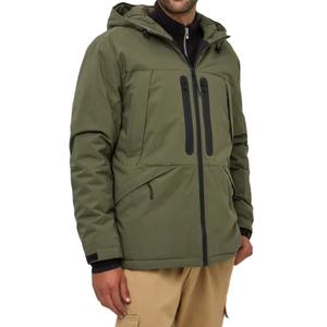 Chaqueta acolchada estilo urbano para hombre, con cierre de cremallera, cuello alto, color negro, para invierno. - Product Image 1