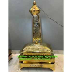 Plat de service élégant en acier inoxydable doré chauffe-plats pour buffet de luxe, traiteur et fournitures de banquet de mariage - Product Image 1