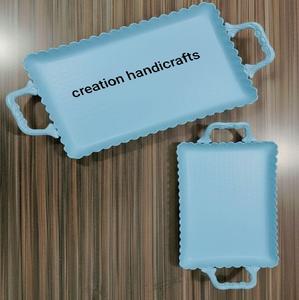 Ensemble de plateaux de service en métal en aluminium exclusif haut de gamme 3 pièces plateaux de bol faits à la main plaque de charge pour plateaux décoratifs Diwali - Product Image 2