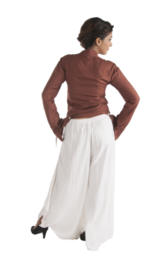 Beautiful Sexy White Asymmetric Flare Pants With Elastic Waist Band in Eco-friendly Bamboo Fabric <b>Woman</b> Pants and <b>Trousers</b> - Product Image 3
