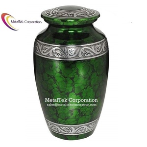Urnas de cremación para adultos con estampado de transferencia verde brillante clásico Precio bajo Venta al por mayor MetalTek Corporation Frasco funerario de metal de alta calidad - Product Image 6