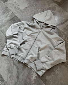 Nouvel Arrivage – Sweat à Capuche Zippé Style Vintage Délavé à l'Acide, Design Personnalisé Entièrement Orné de Strass, Bas Effet Vieilli, Homme, Automne, 100% Coton - Product Image 2