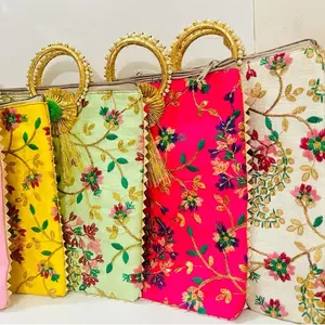 Hint Potli kadın çanta çanta anneler hediye debriyaj çanta düğün toptan Lot Diwali karşılık hediyesi