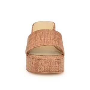 SAFFRON BLOOMS 2025 Summer Collection Open Toe Heels Large Size Wholesale Cork Wedges Platform Sandals Slides Heel Femme - Product Image 3