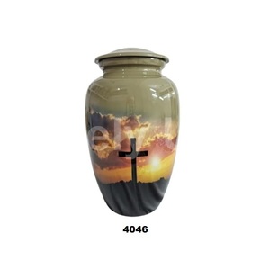 Cross Cremation Urn for Human Ashes Olive Sky Hand Made Funeral Urn Aluminum Urn With Free <b>Velvet</b> <b>Bag</b> - Product Image 1