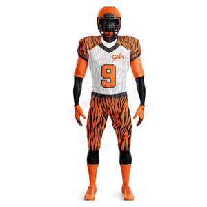 Uniformes de football américain professionnels - Marque GAIN INTERNATIONAL 100% polyester respirant 300g Manches courtes Couleurs personnalisables - Product Image 2