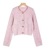 Cardigan court tricoté fin pour femme, col en V, manches longues boutonnées, couleur unie, anti-plis, collection automne, vente chaude