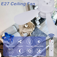 Ventilateur de Plafond LED Moderne TCL à Moteur DC, 5 Pales, 3 Vitesses, avec Douille E27, Ampoule et Télécommande pour Chambre à Coucher
