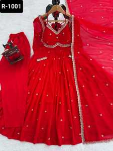 Vêtement traditionnel indien Foux Georgette Anarkali robes avec fil Sequnce travail pour mariage et Festival porter Salwar Kameez costume - Product Image 5