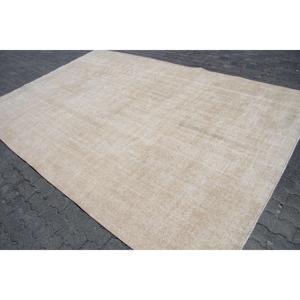 พรมตุรกีวินเทจ ขนาด 7.3x10.8 ฟุต (222x330 ซม.) พรมขนสัตว์ลายดอกไม้สีเบจ - Product Image 2